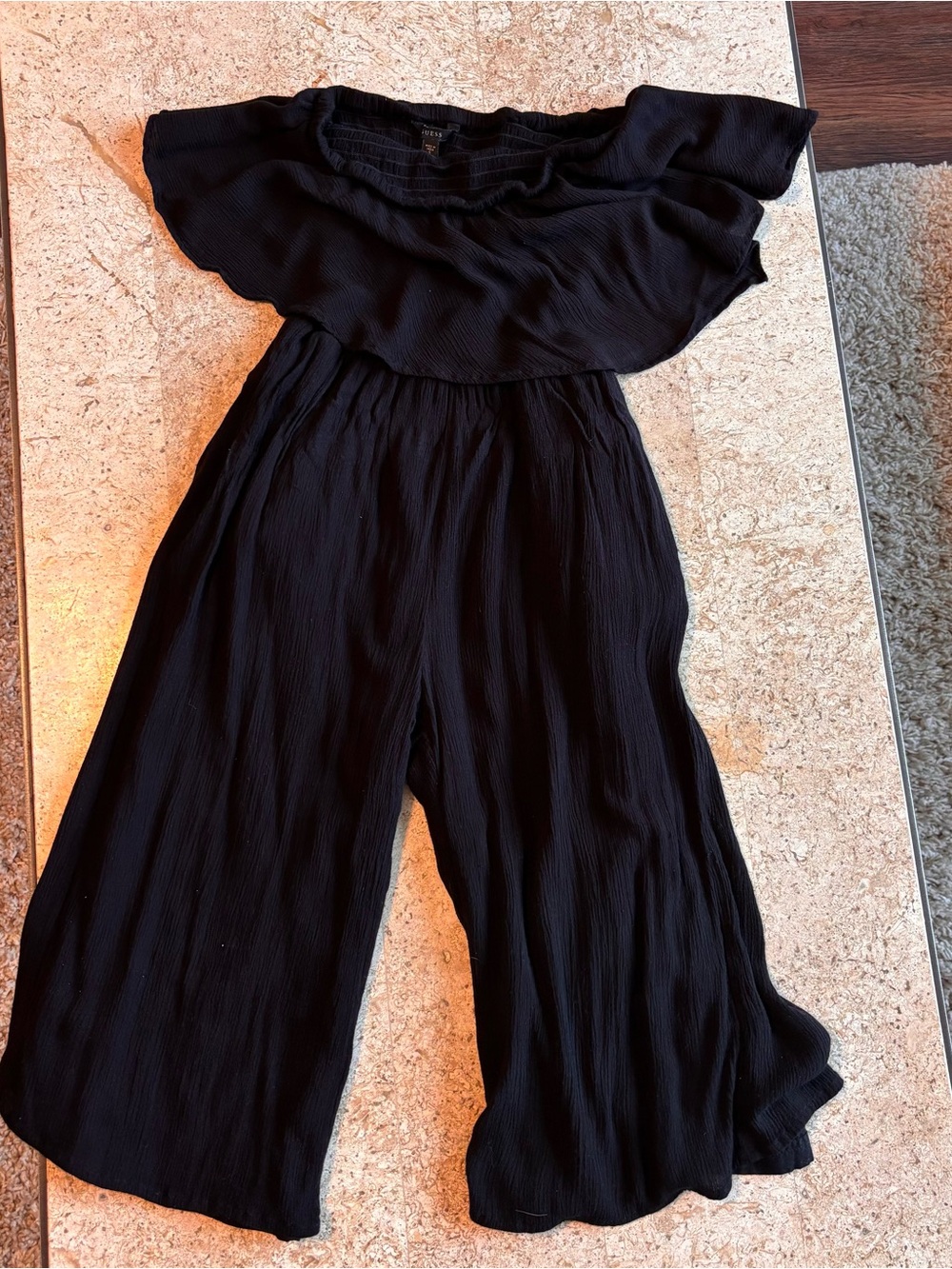 Guess Black Strapless Wide-Leg Jumpsuit